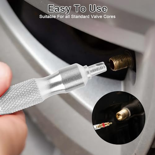 Image of Linkstyle 2PCS Valve Core Removal Tool, Stainless Steel Tire Valve Stem Tool with Knurled Grip, Compact Tire Repair Tool for Car Truck Bike Motorcycle