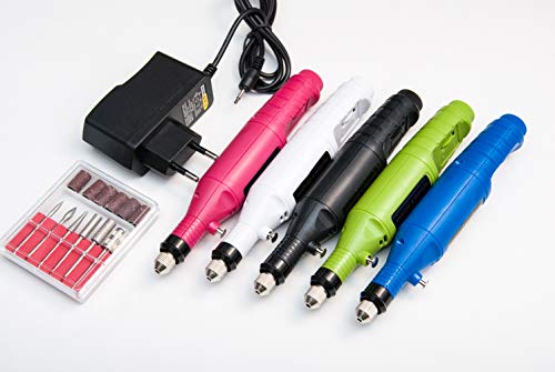 Torno Electrico para Manicura y Pedicura portatil desde 3000 Hasta 18000rpm con 5W de Potencia Para Limar Uñas de Manos y Pies Lima electrica Giratoria Variable Fuente de Alimentacion