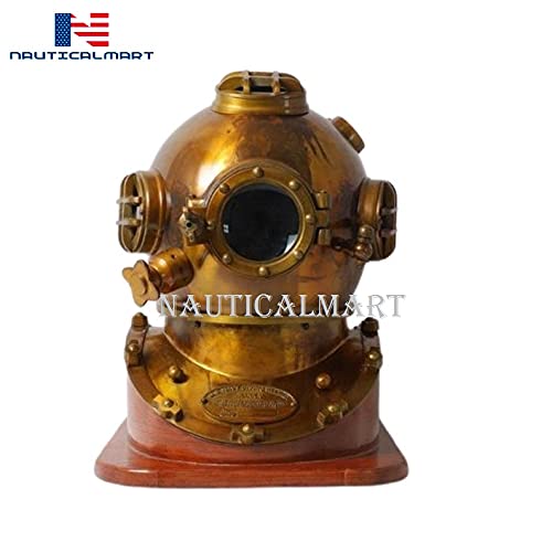 Antique Museum Nautical Deep Sea Diver's Maritime 18 Inches Ship's Decor Scuba Diving Helmet Base