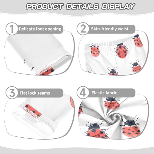 Girls Leggings Ladybugs Scarab White Soft Toddler Leggings for Girls Kids Pants Size 4T-10T3