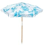 STANDERECT 6.9Ft Beach Umbrella with Wood Pole & Carrying Bag, Lightweight yet Sturdy, UPF 50+ for Beach, Camping, and Picnic (Palm)