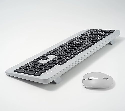 KM1 Wireless Keyboard and Mouse Combo, Slim, Quiet, 2.4 GHz with Single USB Receiver, Full-Size, Cordless, Durable & Low-Noise Design, Lag-Free, Modern & Colorful for Laptop & Desktop Computers
