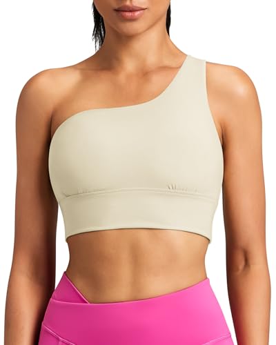 Image of Queenie Ke Womens One Shoulder Sports Bra Left Side Strap Yoga Bras Gym Training Workout Crop Tops