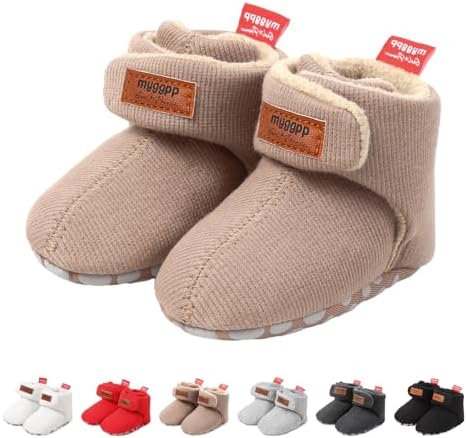 Tolaler Unisex-Baby Neugeborenes Fleece Booties, Verdicktes Futter Warme Baby Winterschuhe Verstellbare Rutschfeste mit Weicher Sohle Baby Booties/Alltagskleidung (0-18 Monate)