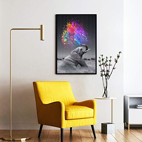 WACYDSD Puzzle 1000 Teile – Elefant, der einen Regenbogen bläst – Ansicht 2