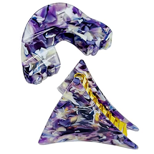 Set of 2 Assorted Prestige Hair Clips for Women Hair Jewelry Acetate Cellulose Tortoise Shell, Trendy Hair Accessories - Image 2