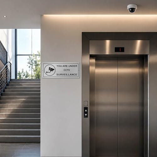 Image of You are Under Surveillance of CCTV 12x5 inches Stainless Steel Signage Board for Office, Mall, Hospital, Collage,Home Shops and Elsewhere