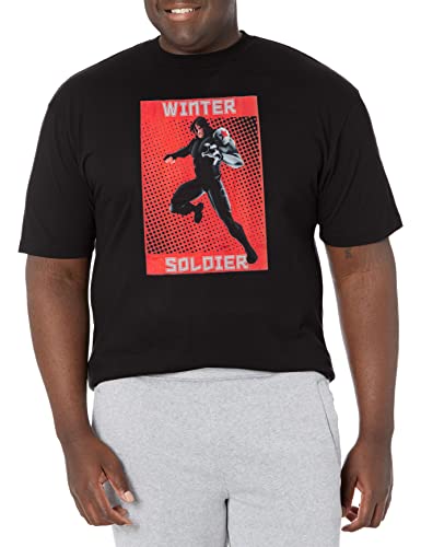 T-Shirt Marvel Soldat Halftone XXL Vêtement Grand Homme Coton Noir Tall