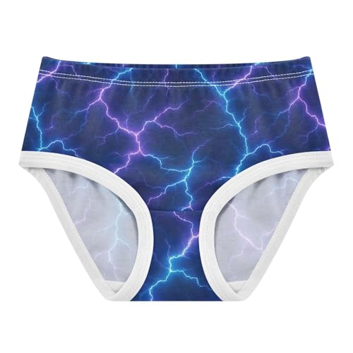 Joisal Girls Underwear Toddlers 2t Cotton Panties for Girl Artistic Kids Briefs Undies Blue Purple Lightning