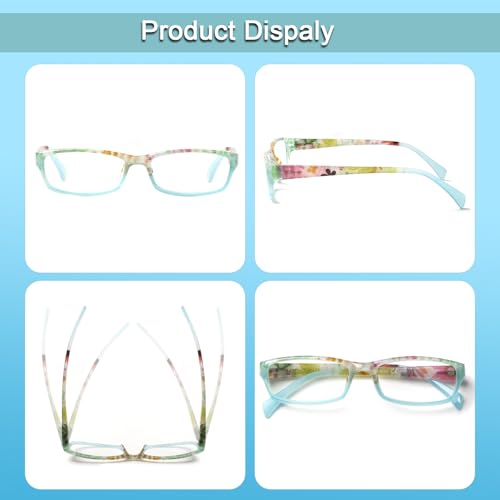 Kerecsen Reading Glasses 5 Pairs Fashion Ladies Readers Spring Hinge with Pattern Print Eyeglasses for Women (Mix Color -8, 1.00)