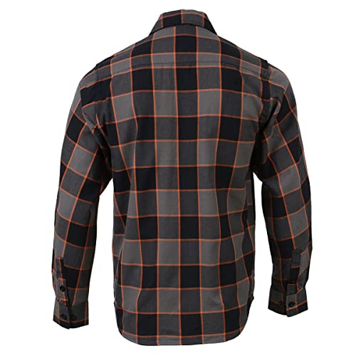 Milwaukee Leather MNG11648 Men's Grey with Brown and Orange Long Sleeve Cotton Flannel Shirt - 2X-Large2