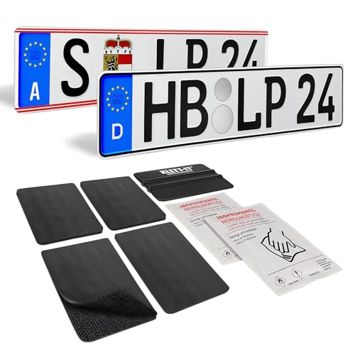 Kennzeichenhalter Klett Nummernschildhalterung Auto Rahmenlos Kennzeichenhalterung Set für 2 Kennzeichen universell für alle Kennzeichengrößen