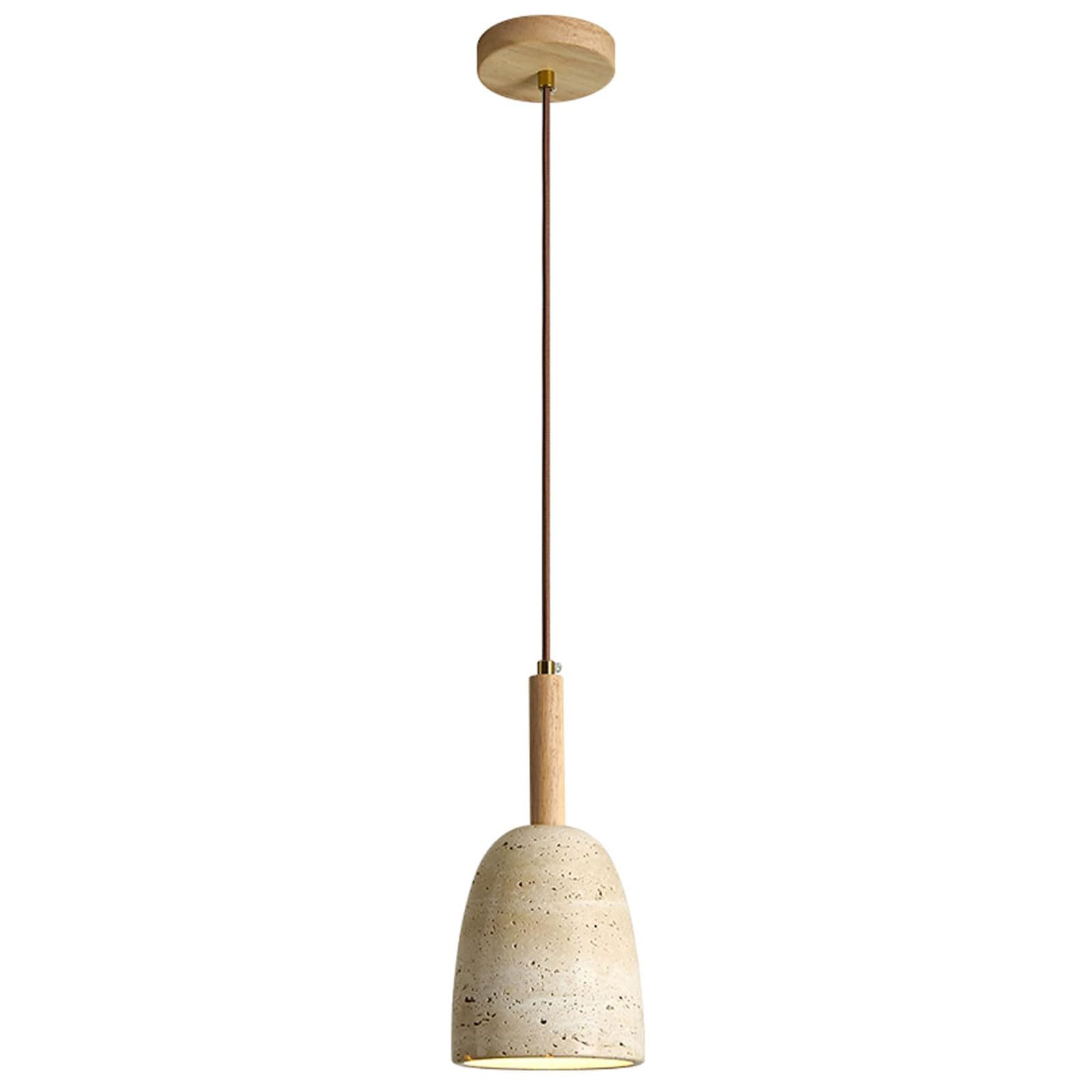 Photo 1 of LCSMVLQ Japanese Style Wabi Sabi Stone Shade Pendant Lamp, Modern Wood Pendant Light, Bedroom Bedside Pendant Light for Living Room Dining Room Table Ceiling Hanging Lamp