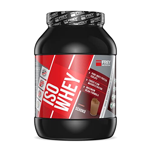 FREY Nutrition ISO WHEY (Schoko, 750 g) Natriumarm, laktose- und zuckerfrei, Über 25% iger BCAA-Anteil, Low Fat | Low Sugar ( 1 g), Made in Germany