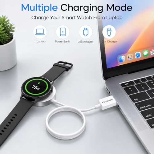Image of Sounce USB 3.0 Smart Watch Charger, Charging Cable Compatible with Watch Ultra 2 /Ultra, Series 9 /8 /7 /6 /5 /4 /3 /2 & SE /SE2, (3ft) - White