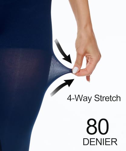 Image of CozyWow 80D Control Top Opaque Tights for Women Matte Pantyhose High Waist