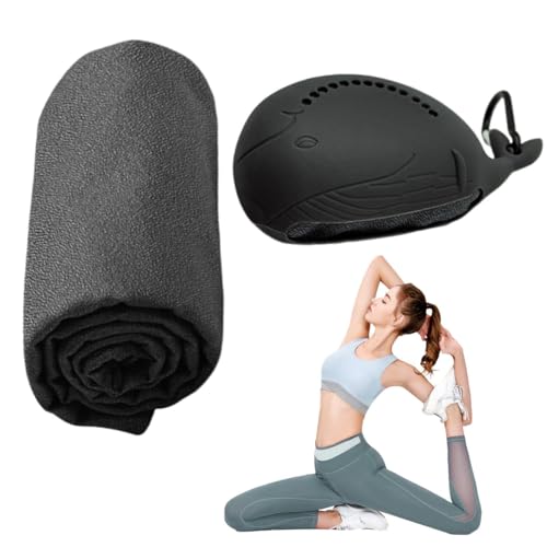 クールタオル 冷感タオル ケース付き 40X40cm ひんやり 通気 日焼け対策 吸汗速乾 マイクロファイバー 冷感持続 スポーツタオル コンパクト 軽量 持ち運び便利 収納便利 熱中症対策 通勤 登山 (グレー)