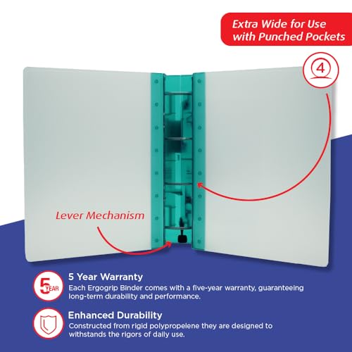 Exacompta Guildhall Ergogrip Binder, 4 Ringe, A4, extra breit, Smaragdgrün, 1 Stück