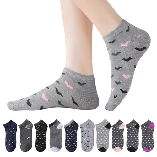 Socks for Women Ankle - 6/10 Pairs Low Cut Thin Athletic Cotton Casual Socks Mesh Breathable for Summer