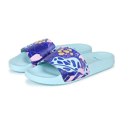 Image of YOHO Tropica Printed Comfortable Women Slides | Stylish Rainy Footwear & Waterproof Monsoon Sandals | Soft Inner Lining On Strap
