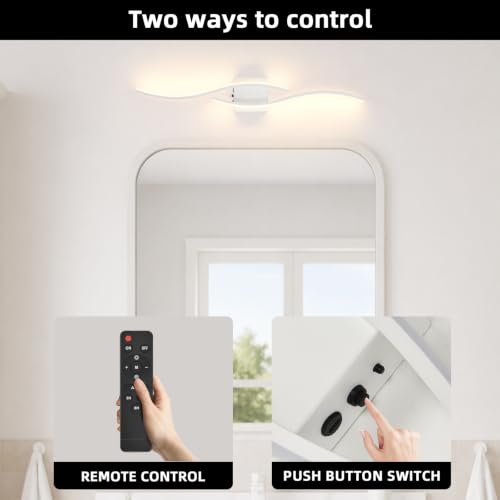 Image of Battery Powered Wall Sconces Set of 2, White 31.4 inch LED Dimmable Wall Sconce with Remote Control /Timer /Memory, USB Rechargeable Wall Lights for Living Room, Bedroom, Hallway Wireless scones Lighting
