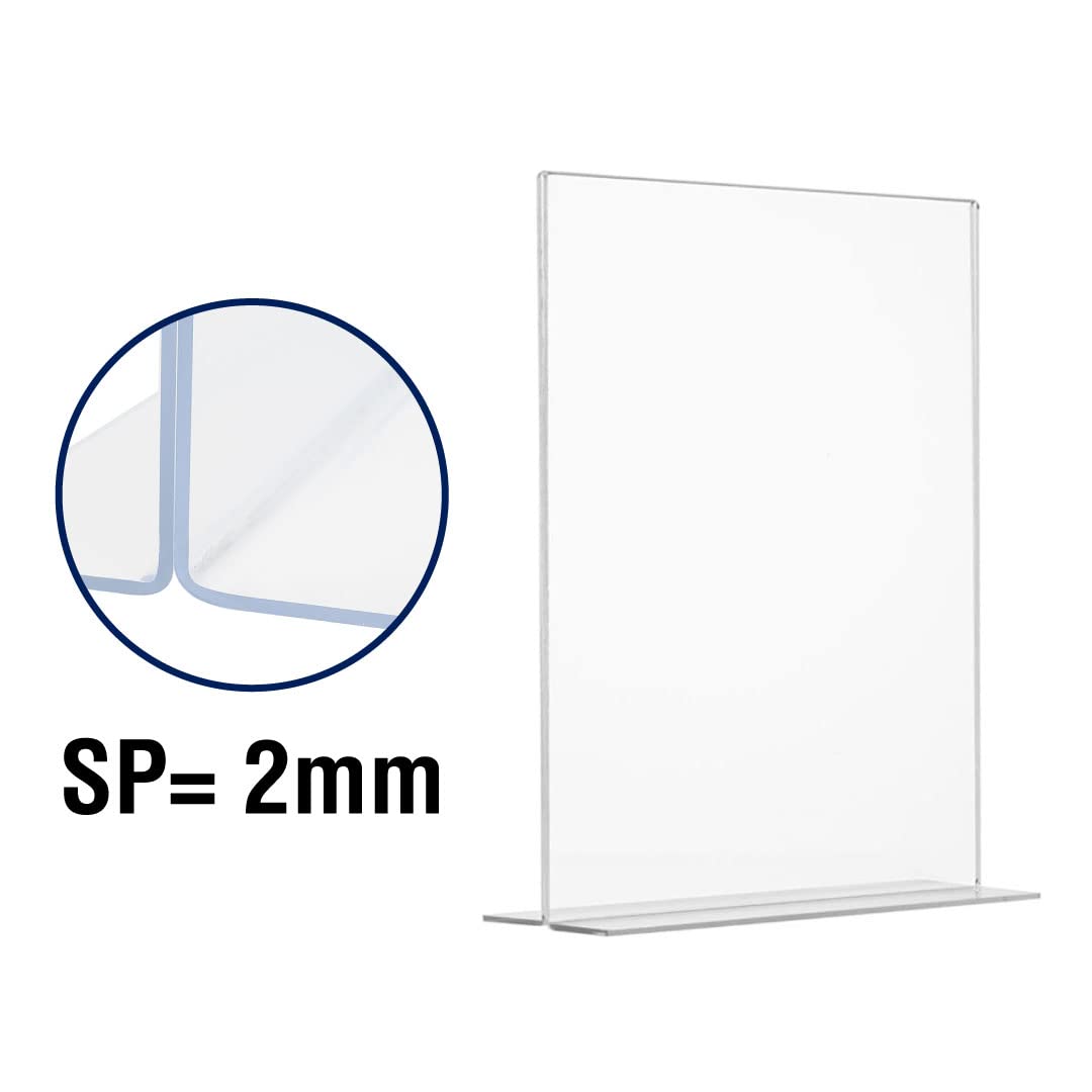 Danieli | Espositore Porta Menu da Tavolo 10 Pezzi 15x21x7 cm | Portalistino A5 Acrilico Trasparente Con Base a T | Porta Menu, Porta QR Code da Tavolo e Porta avvisi