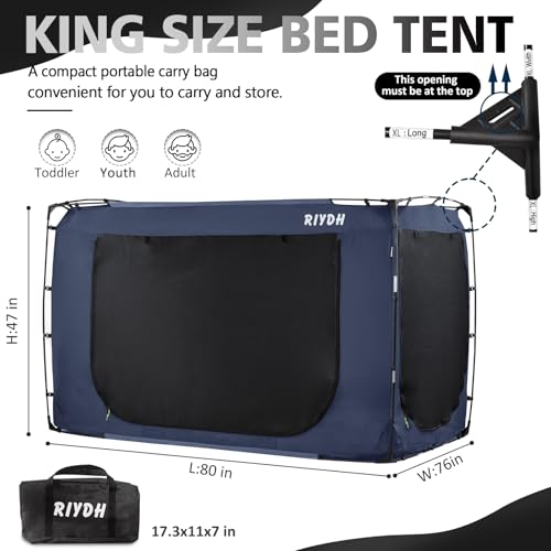 Bed Tent Bed Canopy King Size Tents for Adult and Kids- Original Design Portable Dream Tent Indoor Sleeping Tents 80% Blackout with 3 Doors Breathable Big Space Tents