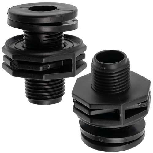 AERZETIX - C74996 - Juego de 2 Racores Conectores de Tanque de Agua - 1/2'' Rosca Exterior - con Junta en Caucho - depósito Barril de Lluvia irrigación riego - en Polipropileno