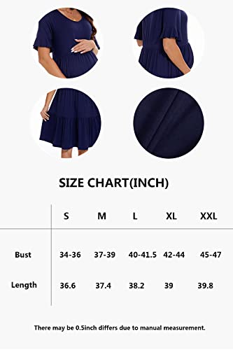 Smallshow Women'S Maternity Dress Ruffle Short Sleeve Pregnancy Clothes Summer Medium,Black thumb #3