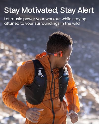 Image of SHOKZ Openswim Pro Bone Conduction Sports In Ear Headphone,Ip68 Waterproof Open-Ear Wireless Earphones With Bluetooth 5.4,32Gb Of Mp3 Storage,Noise Canceling Mics,9H Playtime For Running,Swimming-Red