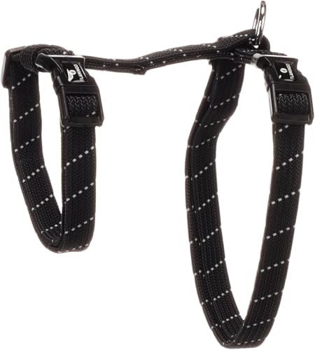 cat harness - large cat Elza black - 22-32cm - 35-56cm - leash 120cm - adjustable nylon - reflective - with carabiner - Image 3