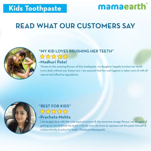 Image of Mamaearth Awesome Orange Toothpaste For Kids With Fluoride - 50 g (Pack of 2) | Sulfate Free | Cleanses Teeth | Provides Healthy Teeth & Gums