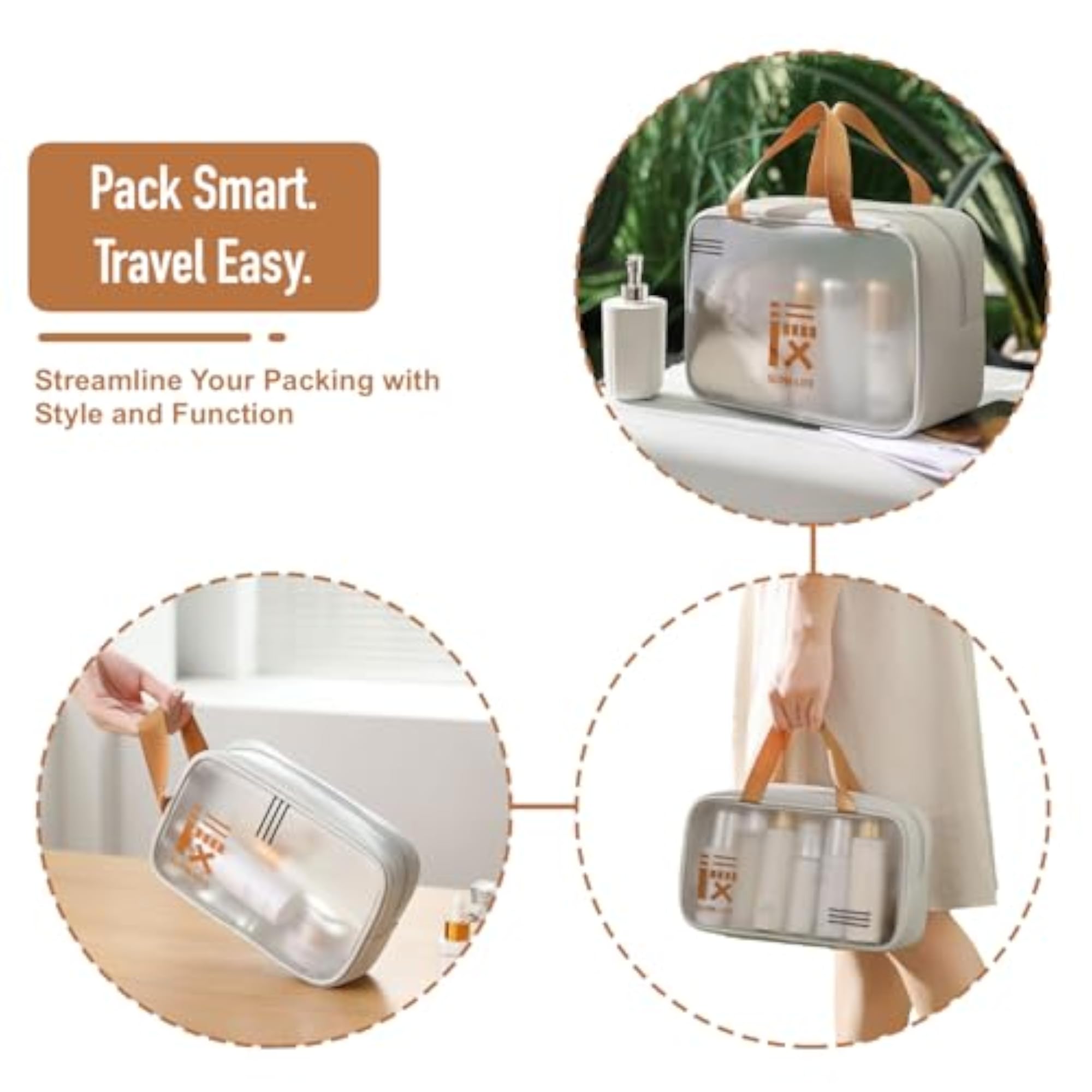 3-Piece Waterproof Toiletry & Cosmetic Bag Set