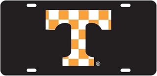UT Tennessee Vols Black Mirrored Laser Checkerboard License Plate Tag