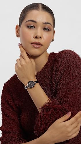 Image of Anne Klein Quartz Analog Black Dial Two Toned Black & Rose Gold Metal Strap Watch for Women - NEAKB3620BKST