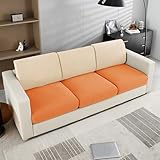 WEYOND Individual Couch Cushion Covers, Non-Fuzzy Chenille Sofa Covers for Seat Cushions, Clean Look, Durable Stretch Fit Couch Slipcovers for Sectional and L Shaped Sofas (3 Piece, Orange)