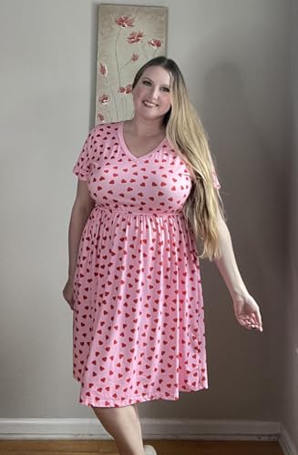 Image of RITERA Plus Size Dresses for Curvy Women Summer Spring Womens Dress V Neck Short Sleeve Casual Dress with Pockets XL-5XL
