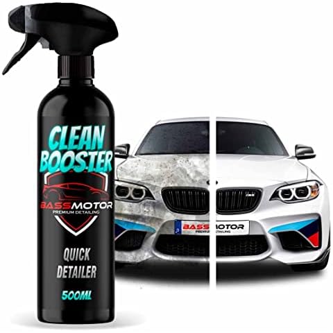 Waterless Car Wash & Wax - Exterior Bodywork Polish for High Gloss Shine and Protection - Car and Motorbike Spray Cleaner with Microfibre Cloth - No Water Needed BassMotor - Clean Booster 500ml Cover