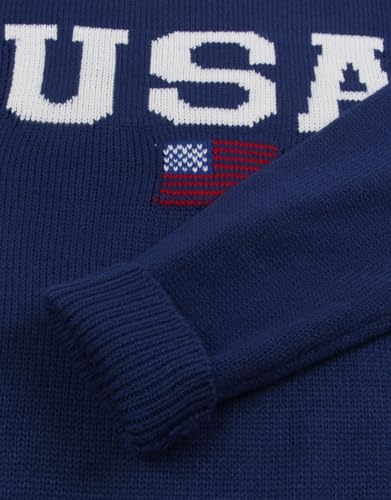 Image of Womens American Flag Sweater Crew Neck Casual Pullover Sweater