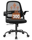 Ergonomic Mesh Office Chair with Flip-Up Arms, Adjustable Height, Breathable Mesh Back & Thick Cushion Seat, 360° Swivel Rolling Computer Desk Chair, BIFMA Certified, Supports 300 lbs (Black)