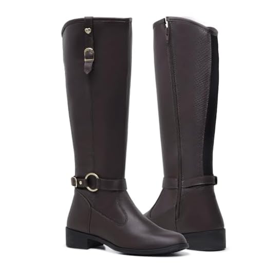 Bota Feminina Cano Longo Montaria Aurora com Zíper e Fivela (Marrom, BR, Adulto, Numérico, 37)