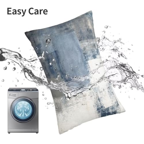 Aelmarnee PILLOWCASE--1.22-O-00.5 Grey Blue Abstract Art Painting Throw Pillow Cover Queen Size White Blue Gray Lumbar Pillow Case Modern Soft Pillowcase Standard Pillow Cases With Zipper Decorative Cushion Covers For Bed,Sofa,20 Inchx30 Inch thumb #6