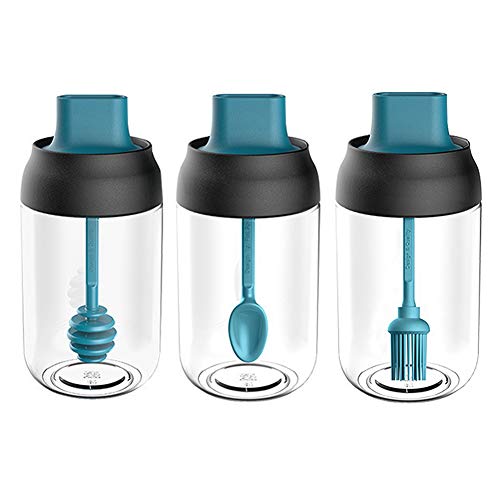 heaven2017 3 Contagem Condimento Pot Spice Garrafa Escova de Tampa de Mel Tempero Servindo Colheres