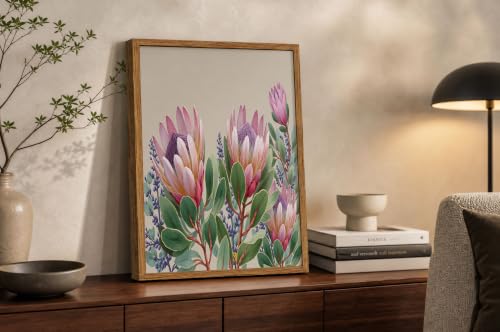 Impression sur Toile Aquarelle Fleurs Rose - Tableau Végétal Vert 80x120
