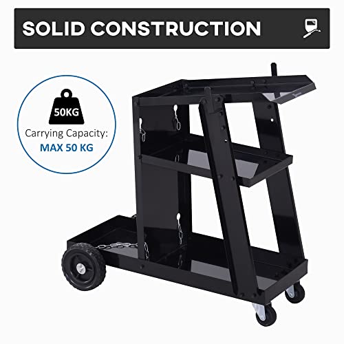 DURHAND Welding Cart Welder Trolley Garage for Gas Bottles w/Safety Chain, Wheels, Black 5 DURHAND Welding Cart Welder Trolley Garage for Gas Bottles w/Safety Chain, Wheels, Black - Image 5