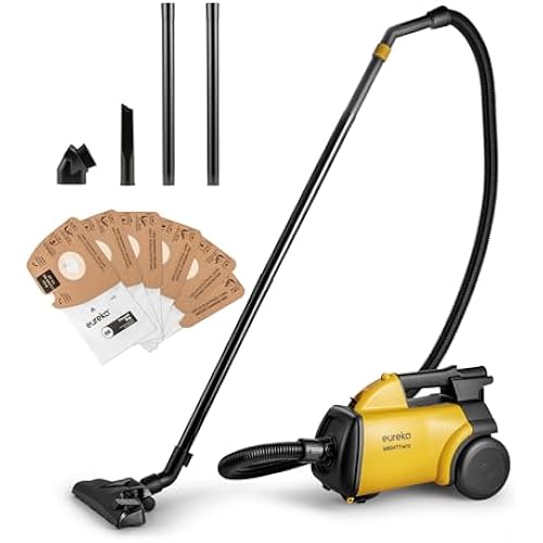 Eureka 3670M Canister Cleaner, Lightweight Powerful Vacuum for Carpets and Hard Floors, w/ 5bags,Yellow