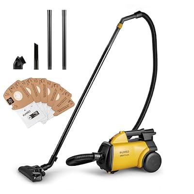 Eureka 3670M Canister Cleaner, Lightweight Powerful Vacuum for Carpets and Hard floors, w/ 5bags,Yellow