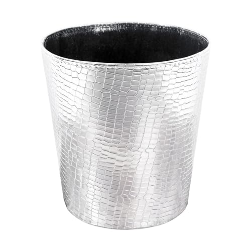 keivmlvt Corbeille à papier Poubelle 10 litres en cuirs - l'artisanat -Convient à la chambre à coucher, au bureau (argenté)