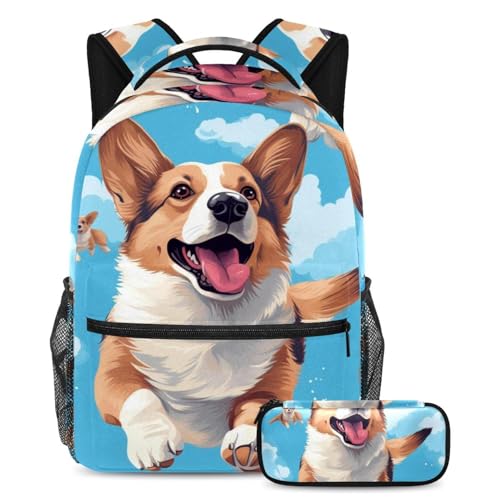 Sac à dos Happy Corgis multicolore pour les voyages et la randonnée
