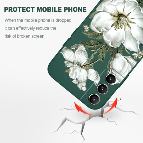 Coque Samsung S21 silicone souple fine fleur coton vert LEECG